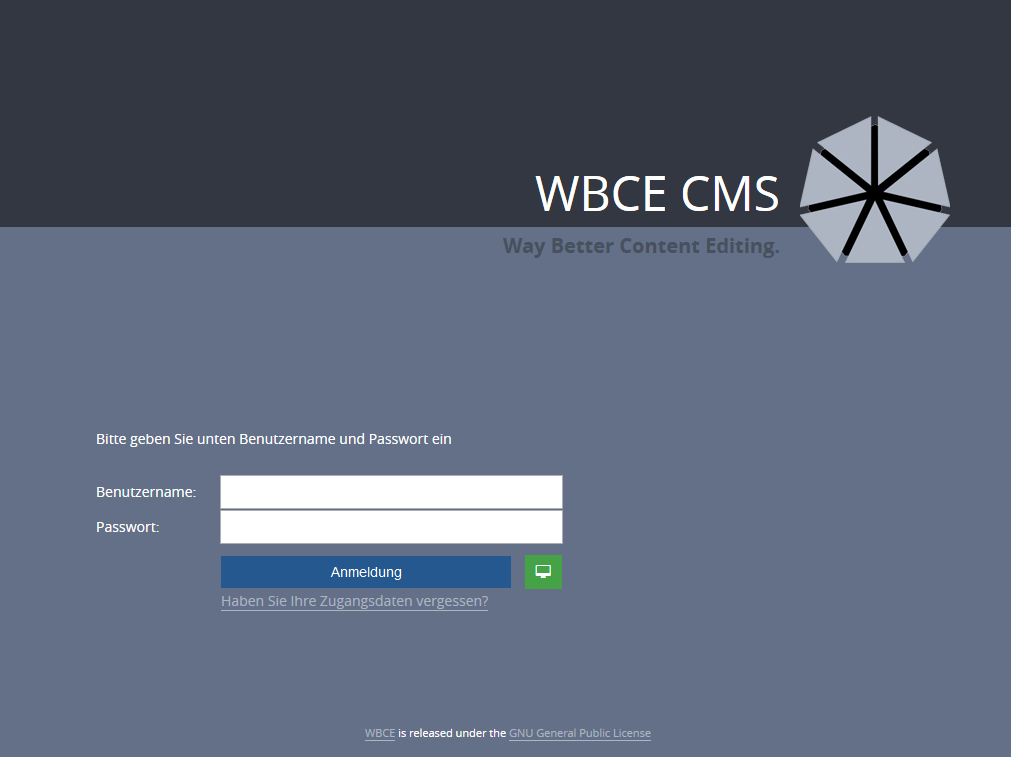 WBCE CMS Help Login